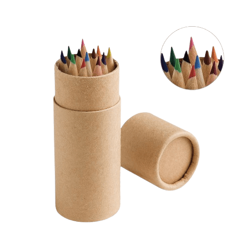 Kit 12 Lápis de Cor em Caixa de Papel Kraft