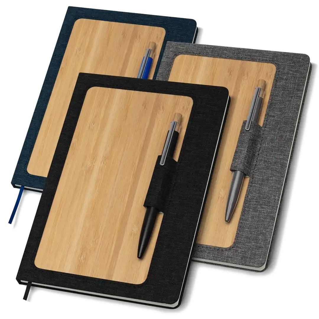 Caderneta Capa Dura em RPET e Bambu