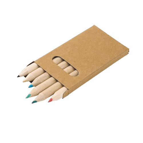 Caixa com 6 mini lápis de cor