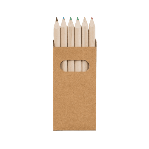 Caixa com 6 mini lápis de cor