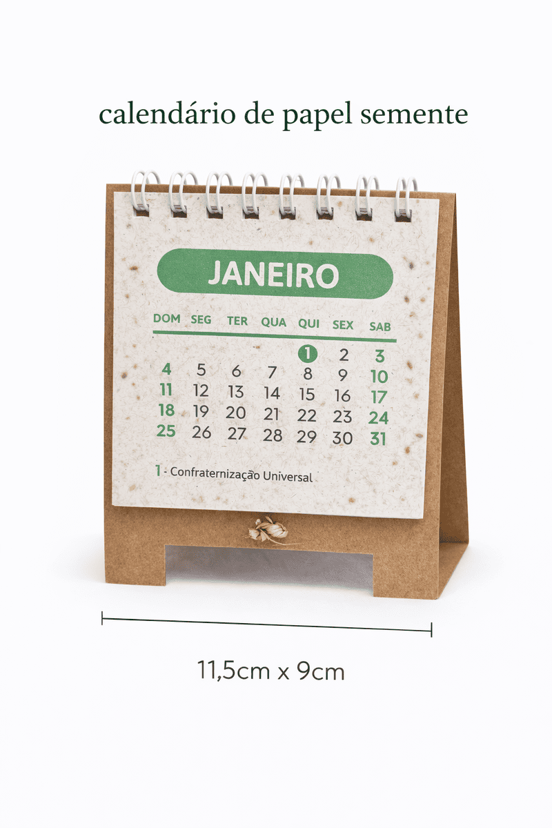 Calendário Papel Semente Personalizado | Brinde Sustentável