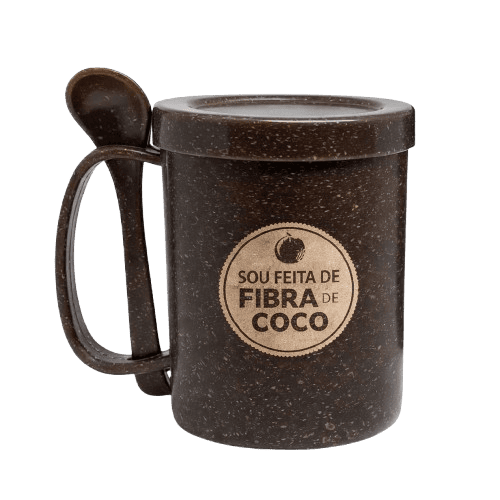 Caneca Fibra de Coco com Tampa
