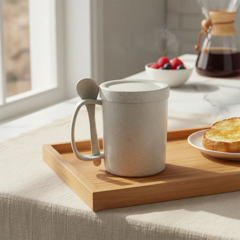 Caneca Fibra de Arroz com Tampa