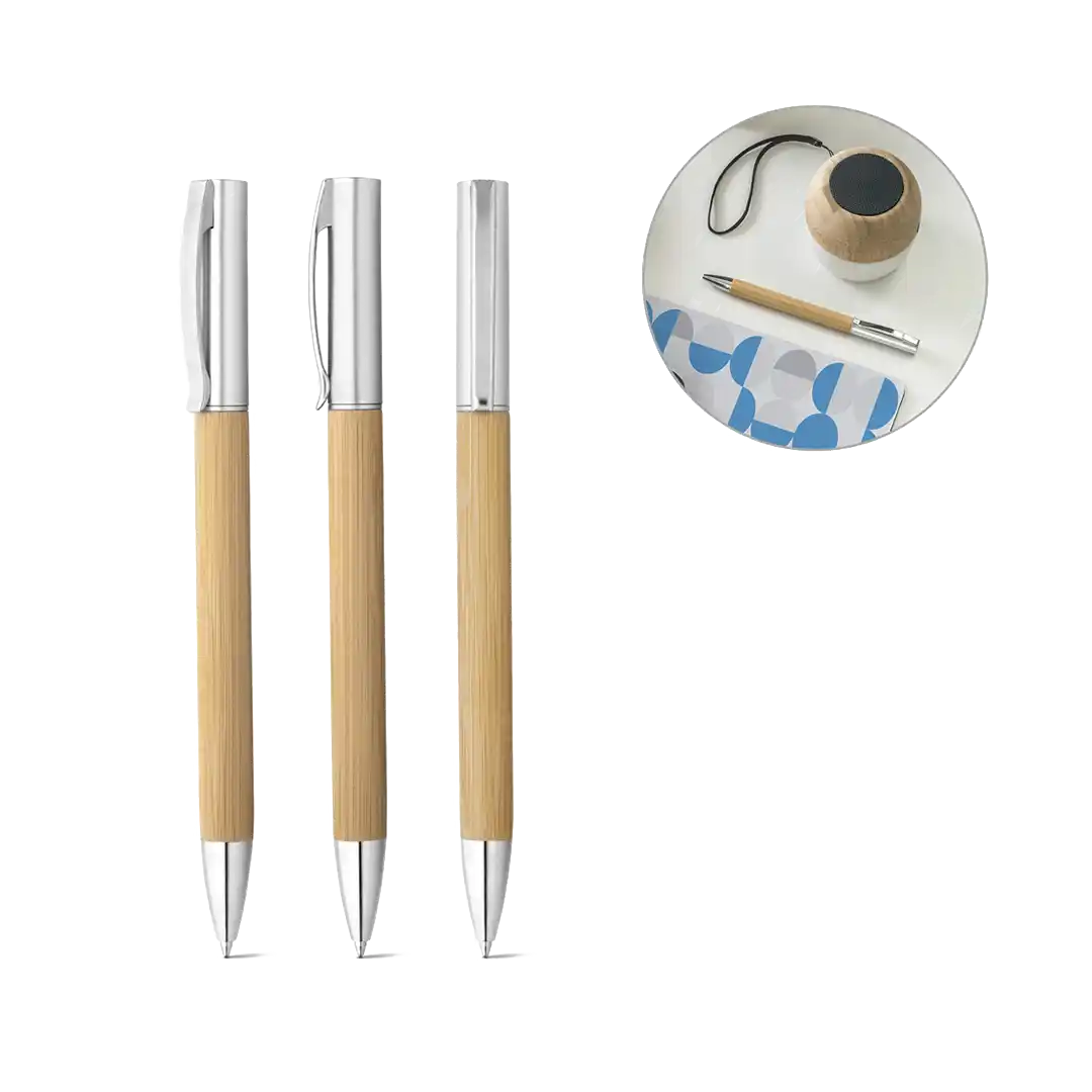 Caneta ABS com escrita em azul