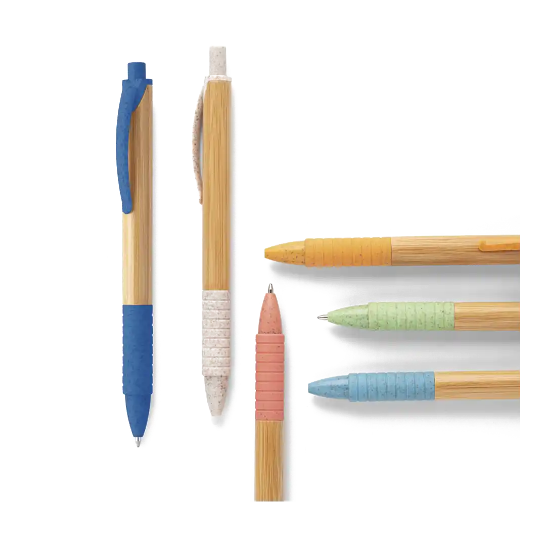 Caneta em bambu com clipe