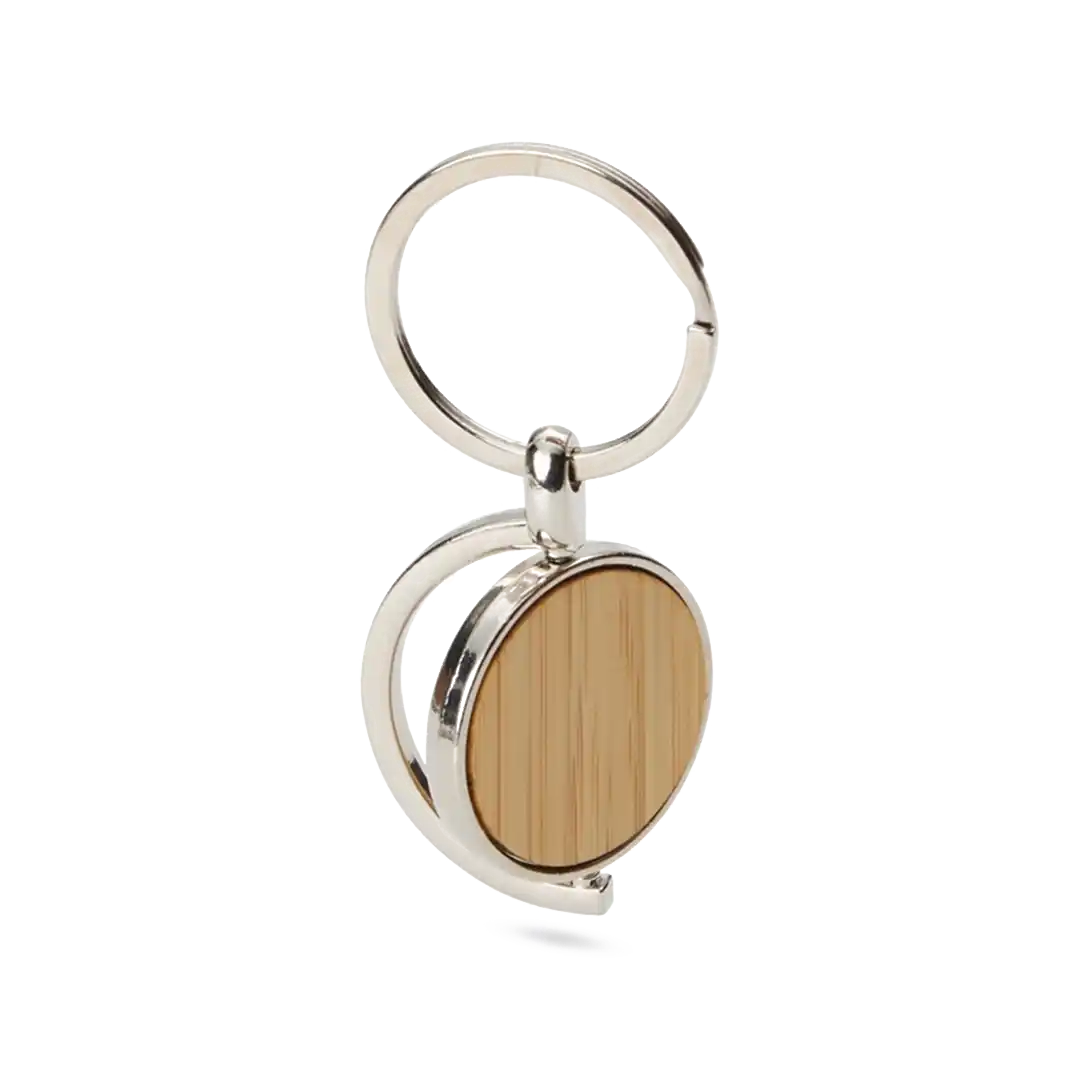 Chaveiro Giratório em Metal e Bambu