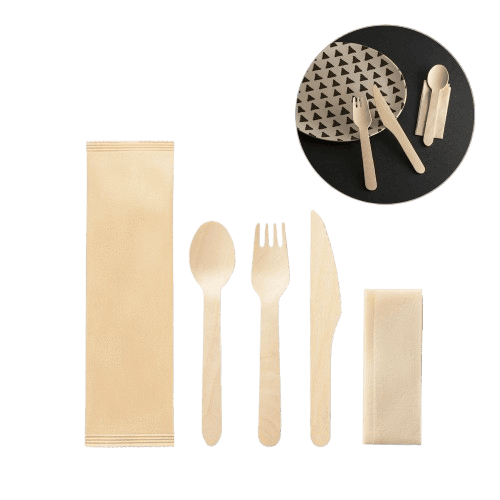 Conjunto de Talheres Descartáveis em Madeira