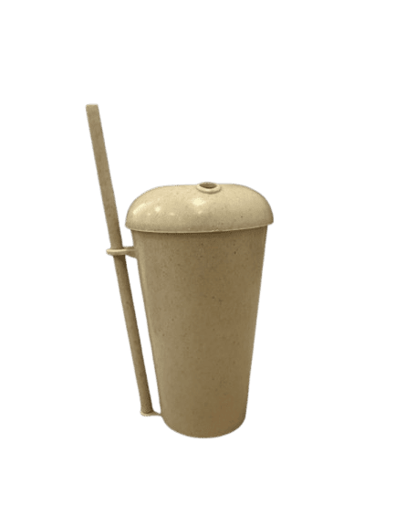 Copo Fibra de Bambu 500 ml Tampa e Canudo