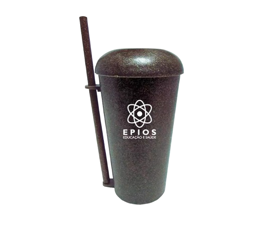 Copo 500 ml com Canudo e Tampa Fibra de Coco