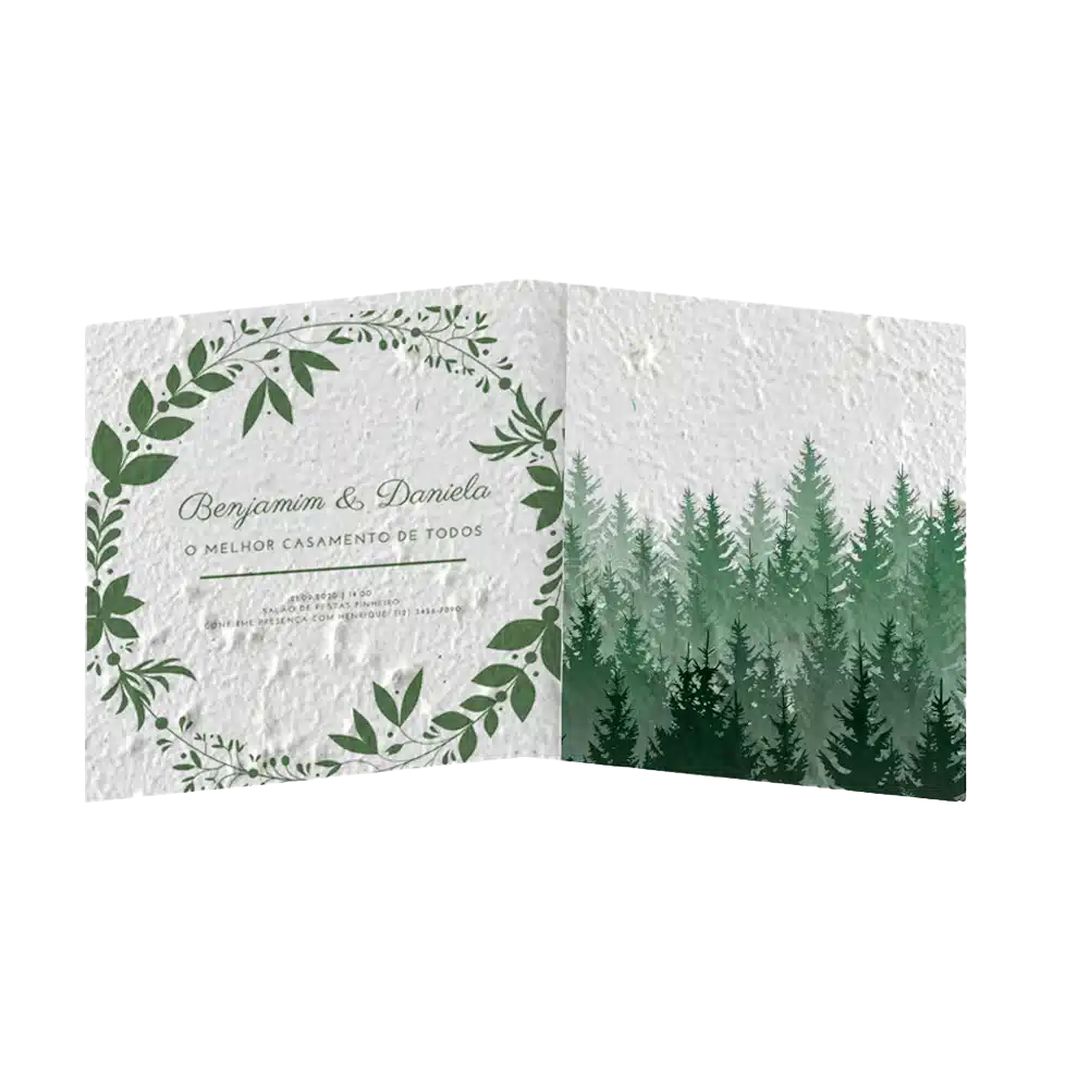Convite Dobrável Papel Semente 20x12