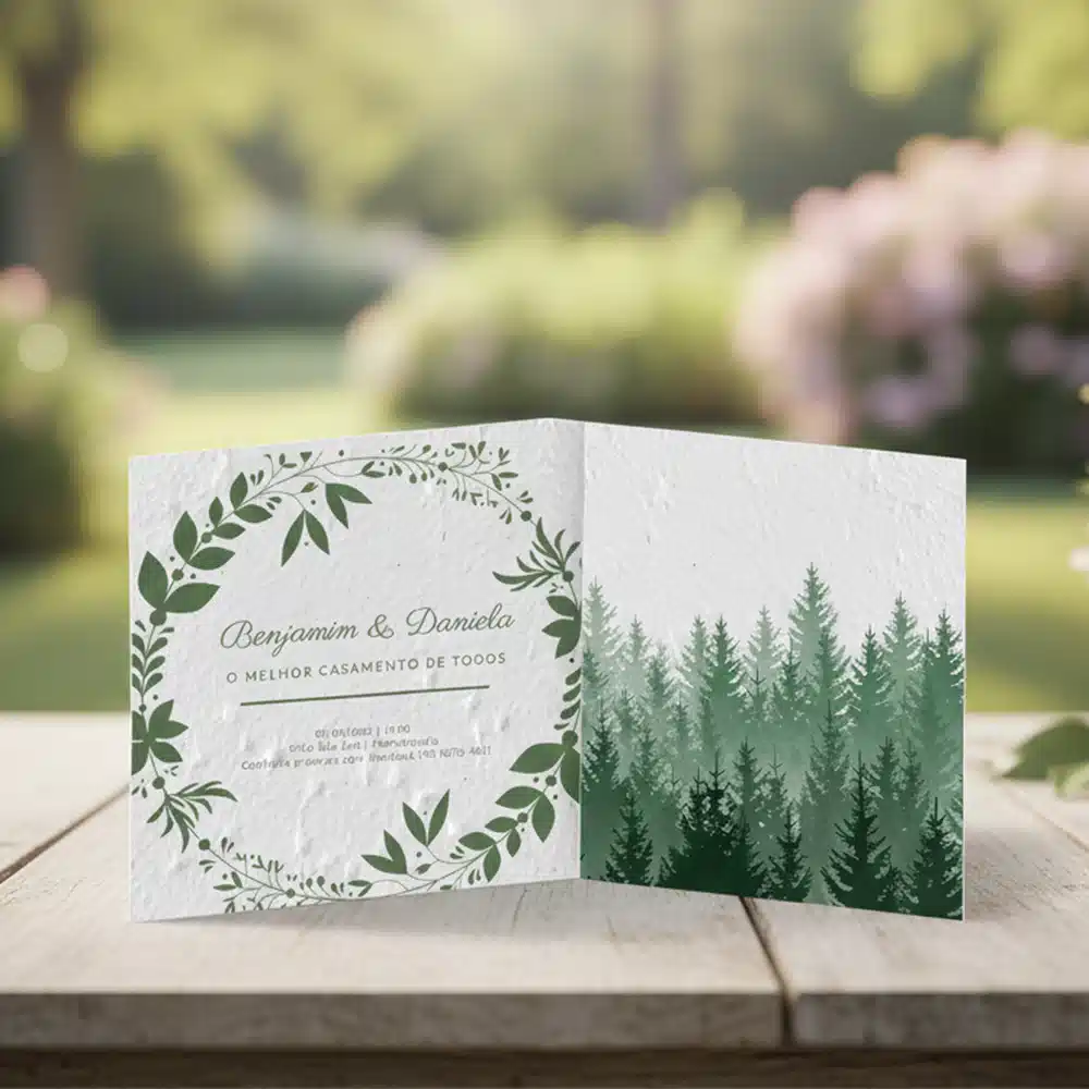 Convite Dobrável Papel Semente 20x12