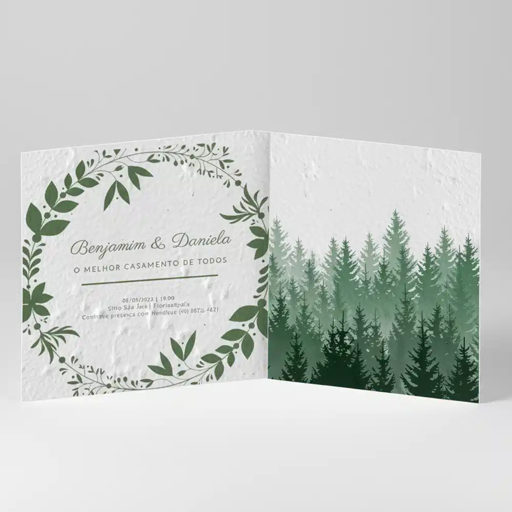 Convite Dobrável Papel Semente 20x12