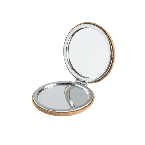 Espelho de bolso duplo em cortiça