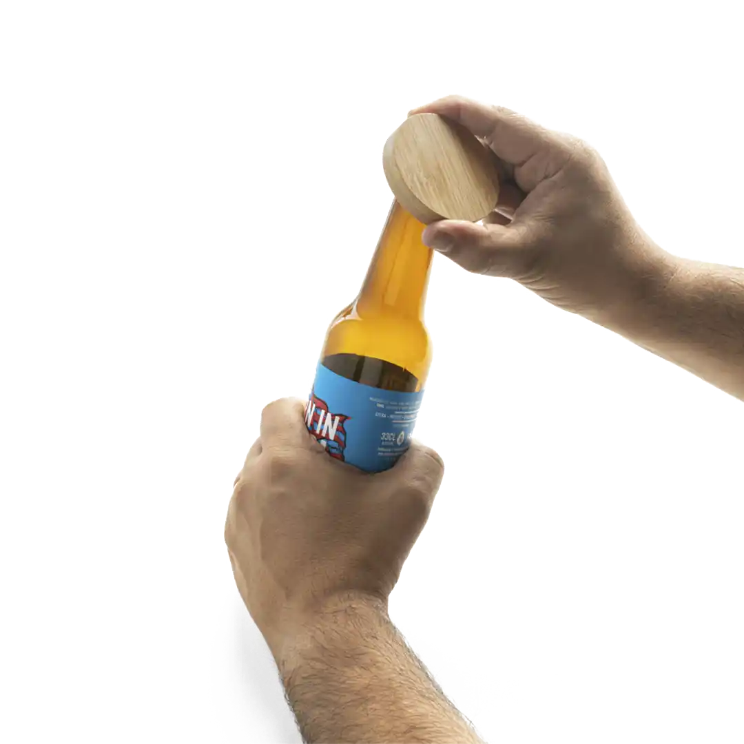 Porta copos em bambu com descapsulador e parte magnética