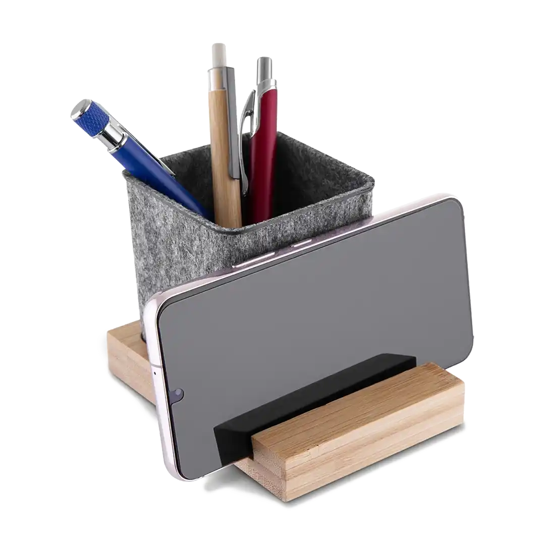 Porta-objetos com Base em Bambu