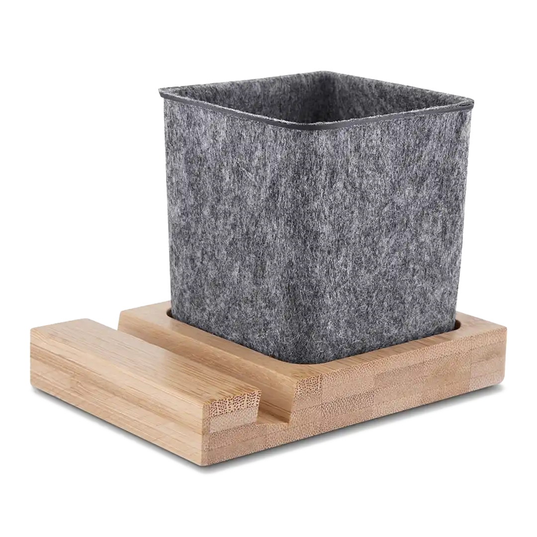 Porta-objetos com Base em Bambu