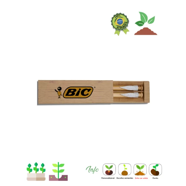 #880 - Conjunto Caneta e Lapiseira de Bambu