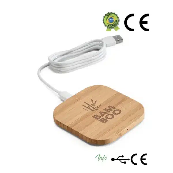 Carregador wireless super-rápido em bambu 15W 2