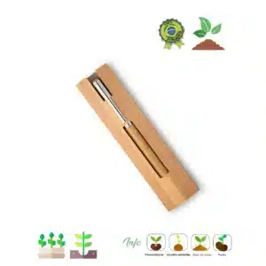 ELYSIA. Roller em aço inox 90% reciclado e bambu com tampa e escrita em azul