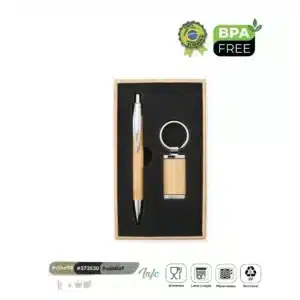 Kit Caneta e Chaveiro Bambu 1