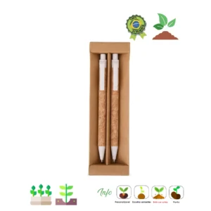 Kit Ecológico Caneta e Lapiseira Cortiça 1