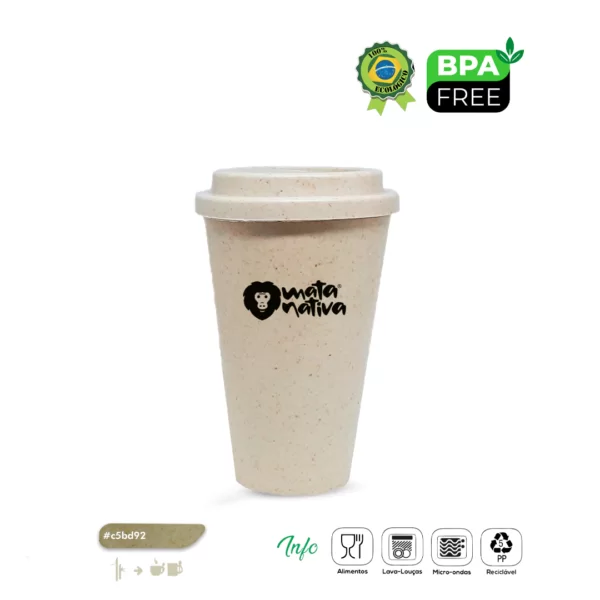COPO COM TAMPA FIBRA DE BAMBU
